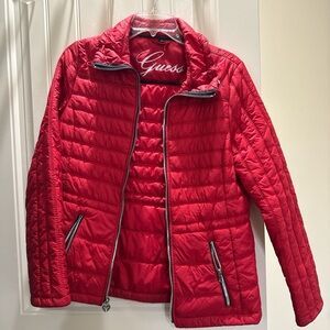 Guess Women's Vibrant Red Puffer Jacket